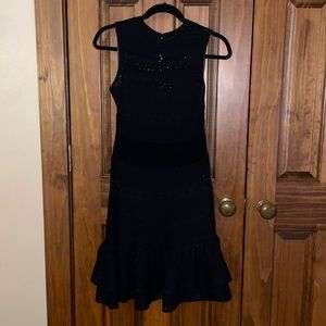 Ted Baker London, Sz1(US Sz4) Black embroidered dress(lined) w/ ruffle at bottom